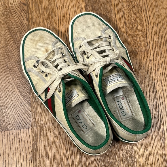 Gucci Tennis 1977 Low Top Canvas Cotton Distressed Sneakers Womens 39 US 9 - Picture 5 of 13